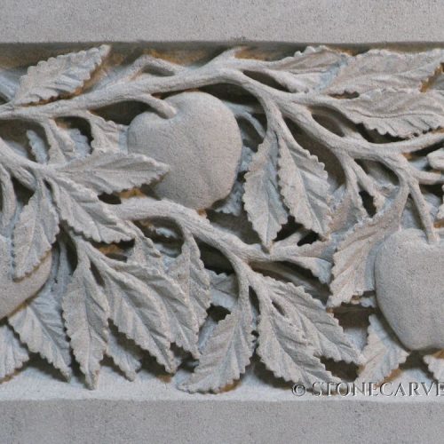 Apple Frieze - Intricate naturalistic carving in limestone 92-M.