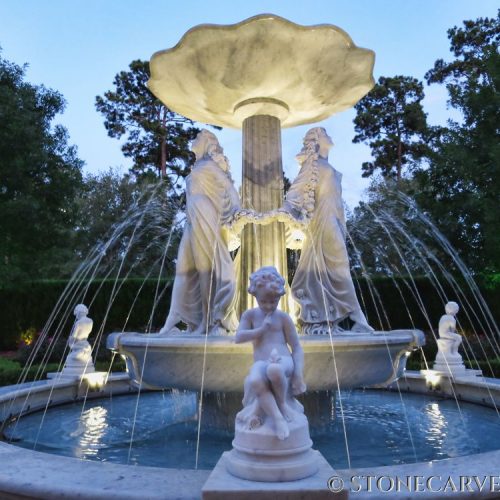 Springtime fountain - Carrara marble, with three women and three cherubs.